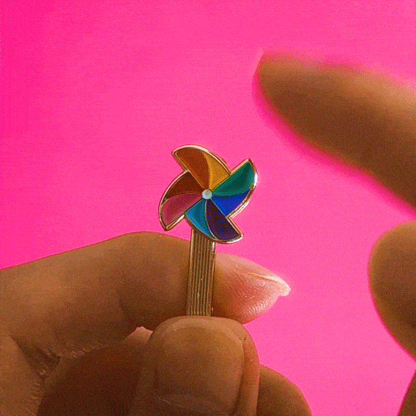 Rainbow Pinwheel Spinning Pin